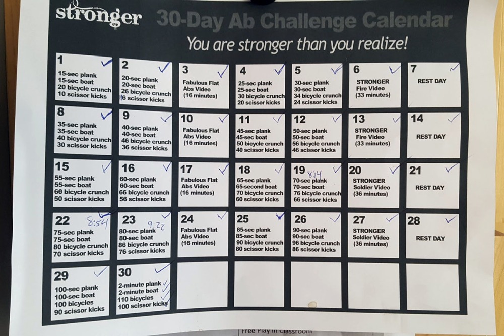 Picture of 30-Day Ab Challenge Chart