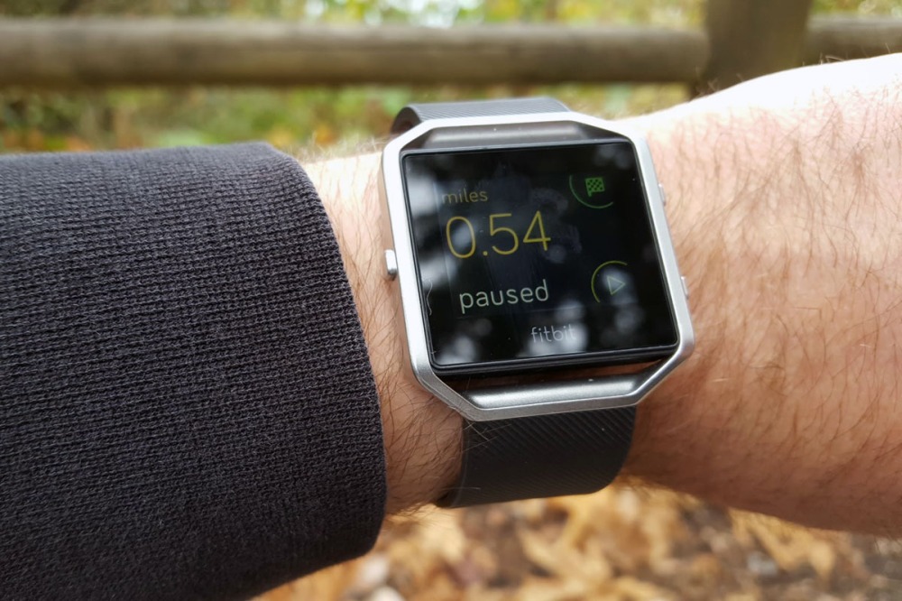 Picture of the Fitbit Blaze outdoors.